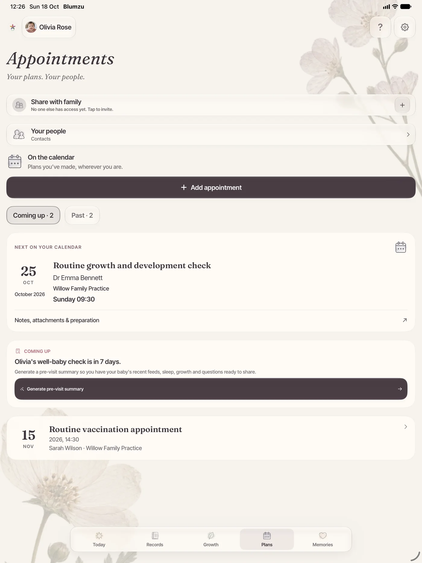 Appointments on iPad.