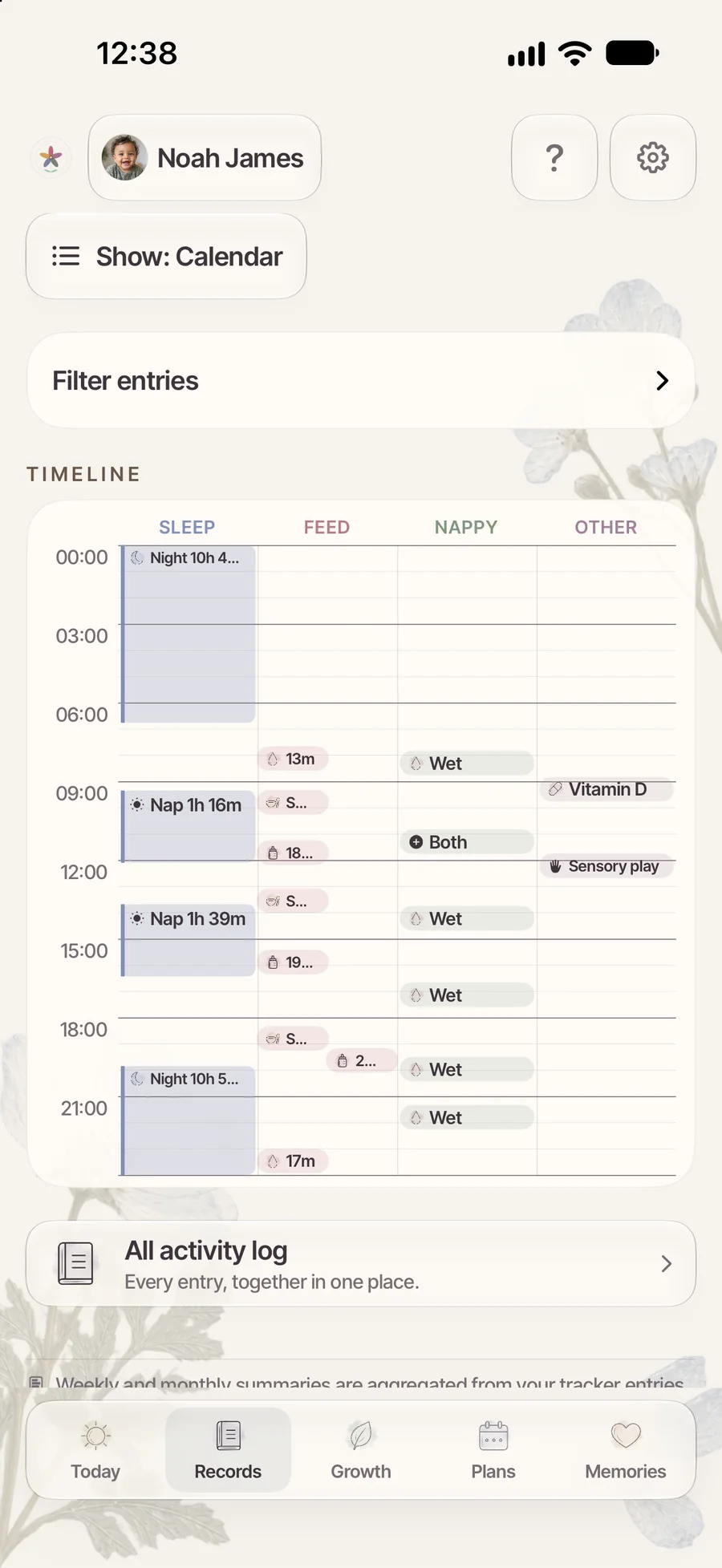 Blumzu Records for an earlier day, with the timeline open.