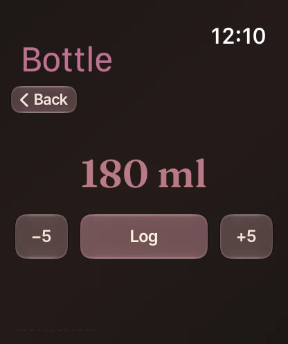 A 180 ml bottle on Apple Watch.